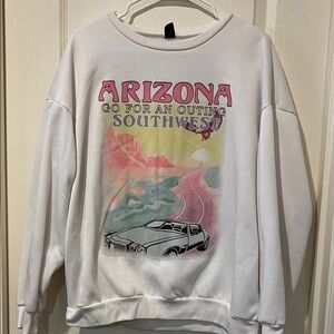 SHEIN Arizona Graphic White Sweatshirt